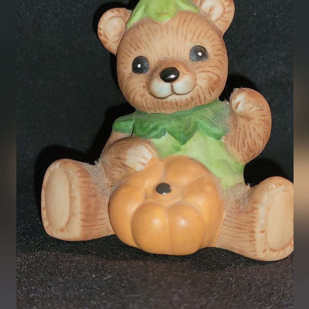 Vintage Homco Thanksgiving Bear with Pumpkin